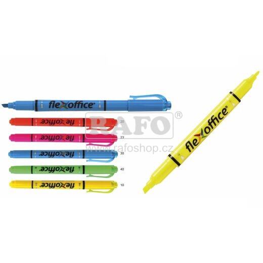Zvýrazňovač Flexoffice oboustranný, neon zelený
