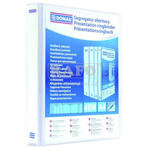 Prezentační desky A4, 4-kroužkové, 37 mm hřbet, bílé