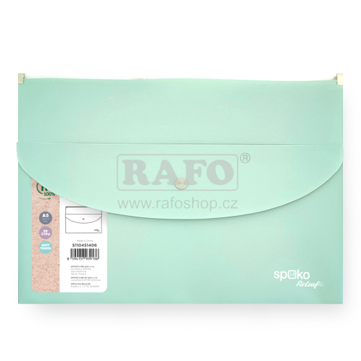 Kombinované desky se zipem a kapsou s drukem, zelené