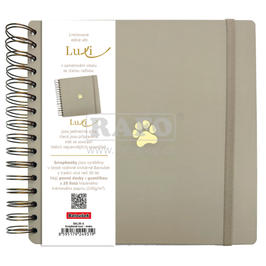 Fotoalbum Scrapbook Luxi, album s tlapkou, 21 x 21 cm, 20 listů, moka
