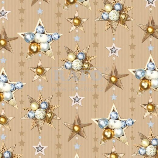Dárkový papír vánoční kraftový, Hvězdy, 100 x 70 cm