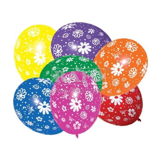 Balónky s motivem kytek, 7 ks