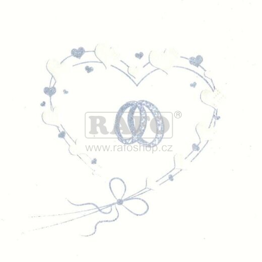 Ubrousky 33 x 33 cm, 20 ks, Svatební Heart Silver