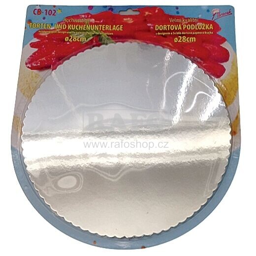 Dortová podložka metalická, stříbrná, 28 cm