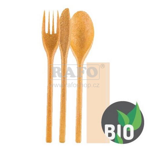 Sada příborů WPC 13,5 cm natural (lžíce, nůž, vidlička a ubrousek)