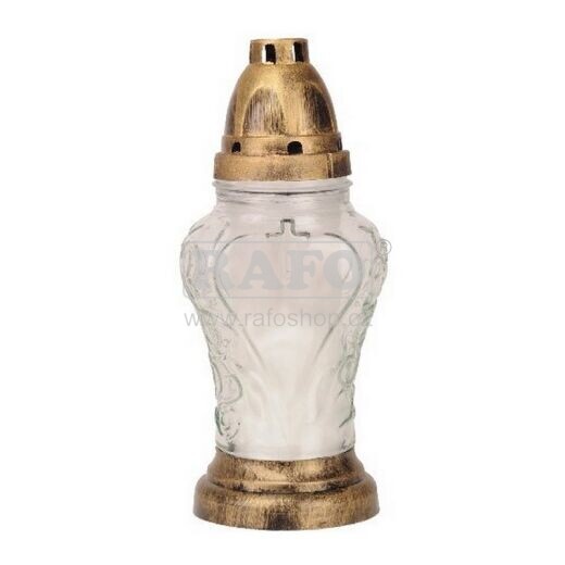 Hřbitovní sklo čiré 21 cm se svíčkou 70g