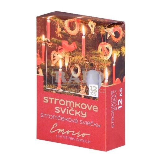 Svíčky stromkové, bílé, 12 ks