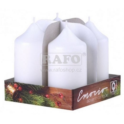 Svíčka válec bílá, 4 ks