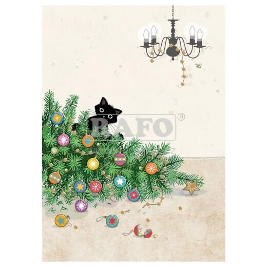 Přání Bug Art A6, vánoční - Černá kočička 