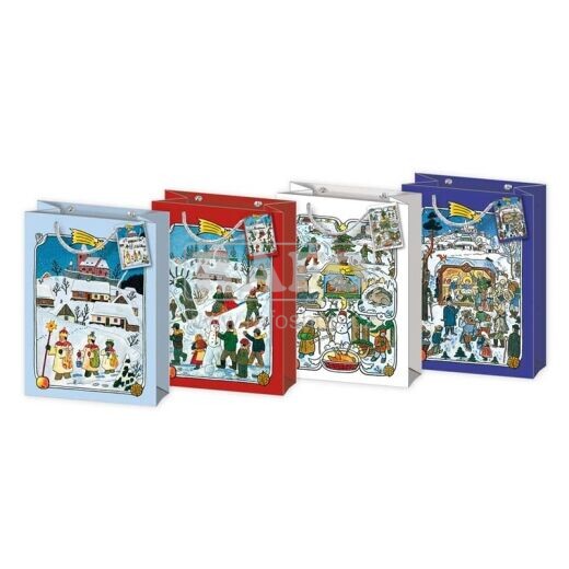 Taška dárková vánoční Josef Lada 26 x 34 x 14 cm, různé motivy