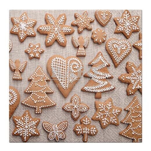 Ubrousky vánoční Sladké perníčky, 33 x 33 cm, 20 ks