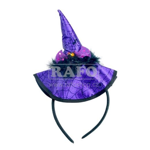 Čelenka s čarodějnickým kloboučkem, fialová
