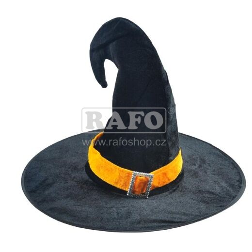 Klobouk čarodějnický s oranžovým lemem, černý