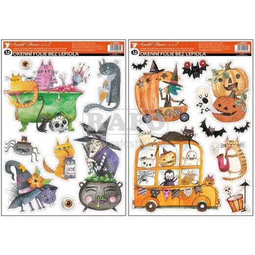 Okenní fólie Bláznivý Halloween s glitrem, 29 x 41 cm