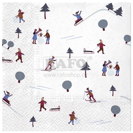 Ubrousky vánoční Zimní radovánky, 33 x 33 cm, 20 ks