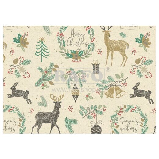 Dárkový balící papír vánoční Zimní les, 1,5 m x 70 cm